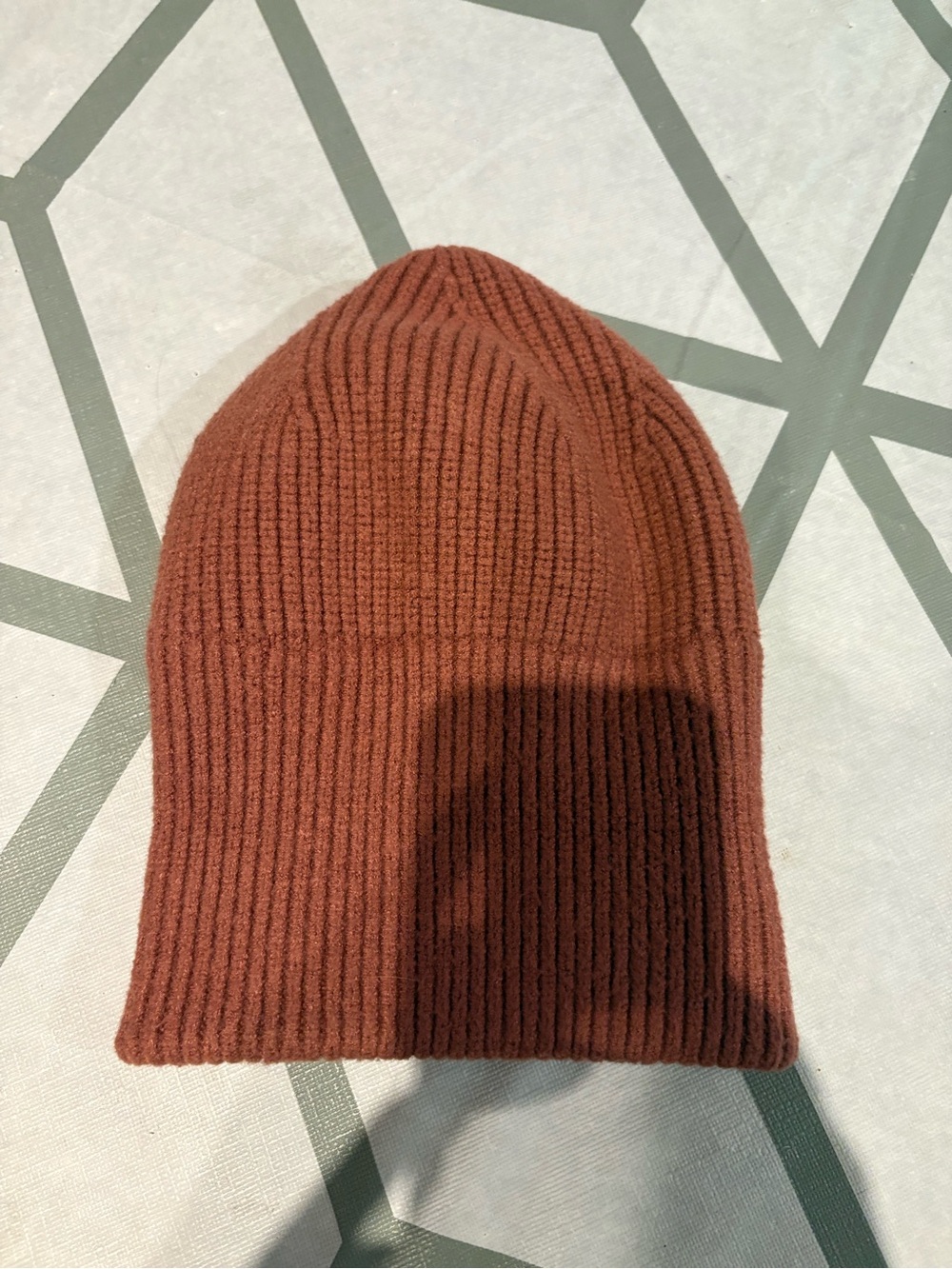 3/15$ Ribbed Knit Beanie - Rust Brown